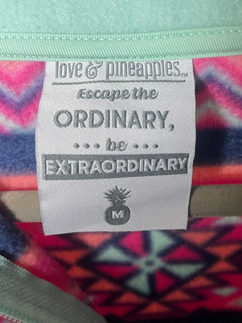 Love & Pineapples Aztec Fleece Pullover Pink Western Cozy size M - Picture 4 of 6